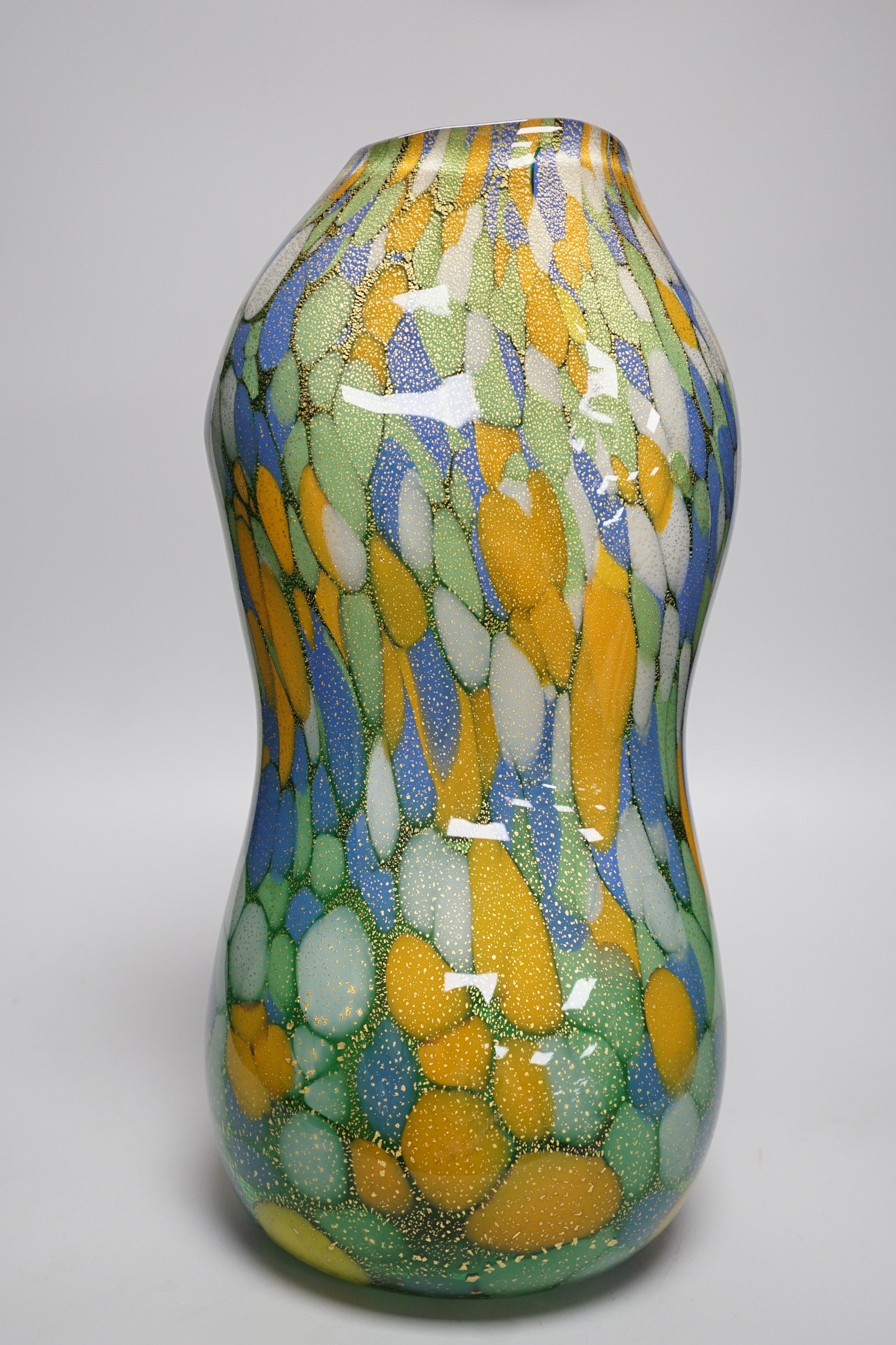 A contemporary free-form studio glass vase, designed by Ruth Sulke, 39cms